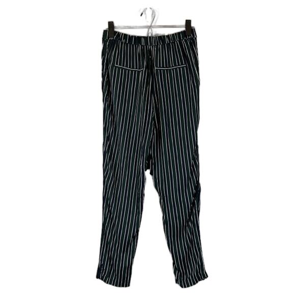Mango Navy Blue & Green Striped Casual Lounge Relaxed Pants Women Sz XS - Picture 2 of 11